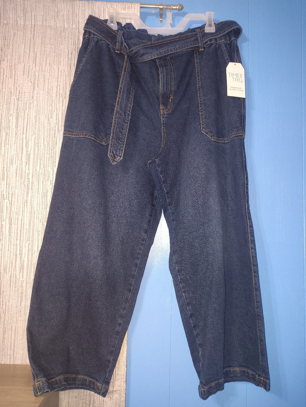 Women's Paper Bag Style Wide Leg Jeans